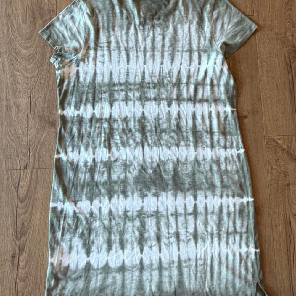 Gap Olive Stripe Tie Dye T-Shirt Dress Size L NWT - Picture 6 of 6